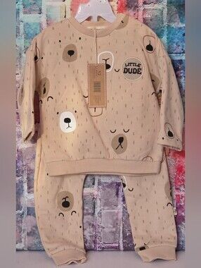 Kit + Pearl Bear Print Jogger Set NWT